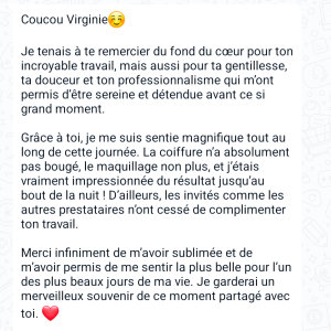 Avis client mariée maquillage coiffure Virginie Debourg